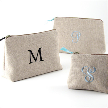 personalized linen cosmetic bag - large